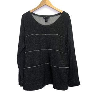 Lane Bryant Metallic Gray Exposed Zipper Knit Sweatshirt Top